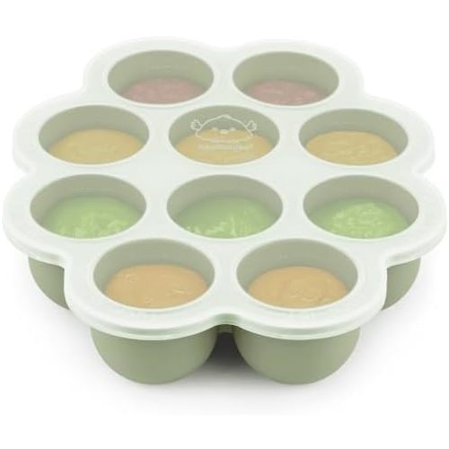 KeaBabies Silicone Food Freezer Trays with Lid, 2oz x 10 Pods, Sage