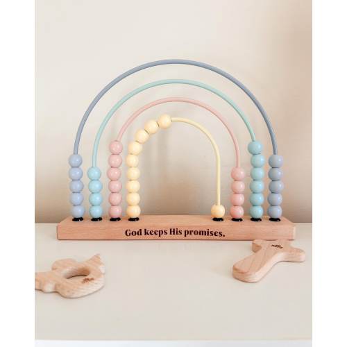 God’s Promise Wooden Rainbow Abacus - Catholic Toy, Christian Baby, Educational Toy, Nursery Decor, Baptism, Baby Shower, Montessori Toy