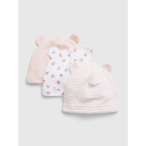 Baby 100% Organic Cotton First Favorite Beanie (3-Pack) in light pink floral