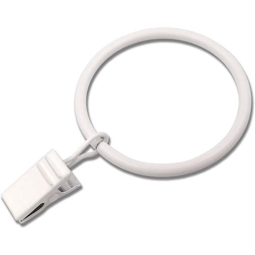 20 Pack White Curtain Rings with Clips, Curtain Hooks Hangers Clip Rings for Hanging Drapes Bows Hat, Drapery Rings 1.77 in I D, Fits up to 1.5 in Diameter Curtain Rod.