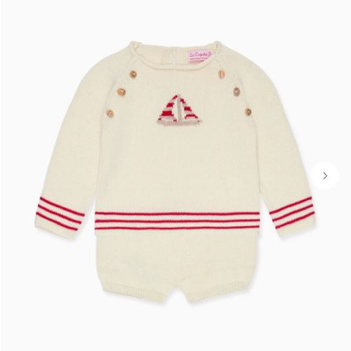 Red Stripe Ancla Cotton Baby Knitted Set | La Coqueta US – La Coqueta Kids