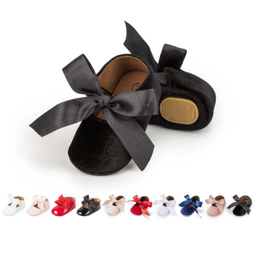 Meckior Baby Girls Dress Shoes Infant Mary Jane Bowknot Soft Sole Shoes for Newborn First Walker