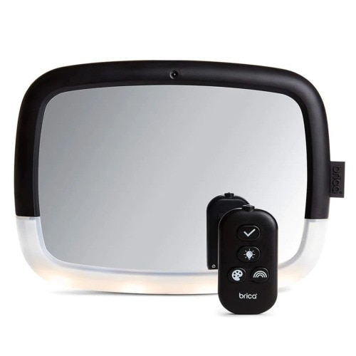 Munchkin® Brica® Night Light™ Pivot In-Sight® Adjustable Baby Car Mirror, Crash Tested, Black, Unisex