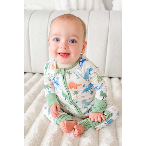 Convertible Bamboo Zip Romper | Little Fossil Neutral