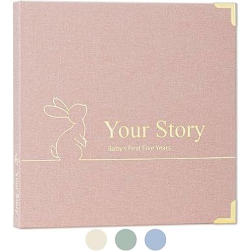 Baby Book Keepsake Boy or Girl Timeless Baby Memory Book First 5 Years for Baby Shower Gender Neutral Baby Scrapbook New Mom Gift Baby Journal from Birth to Age 5 Milestone Book Blush Pink
