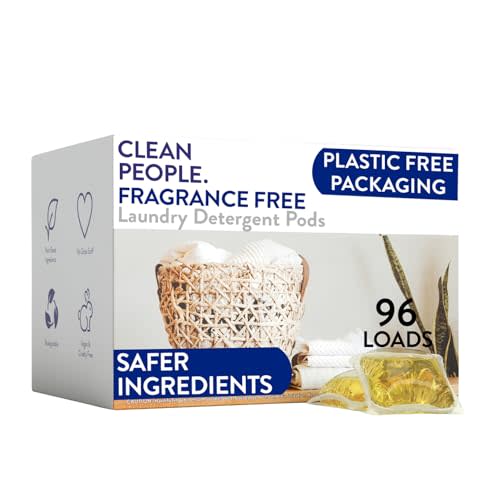 The Clean People Fragrance Free Laundry Detergent Pods - Hypoallergenic Laundry Pods - Ultra Concentrated, Recyclable Packaging, Stain Fighting - Fragrance Free, 96 Pack