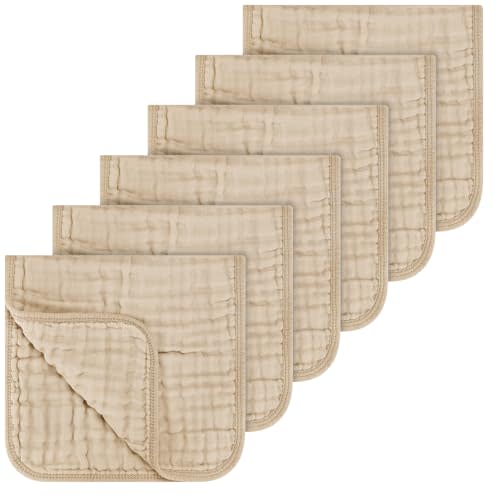 Accmor 6 Pack Muslin Burp Cloths 100% Cotton 20''x10'' Large Extra Soft and Absorbent Baby Burping Cloth for Boys Girls