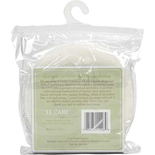 TL Care Nursing Pads Made with Organic Cotton - Soft, Breathable, Absorbent & Washable, Natural Color, 6 Count
