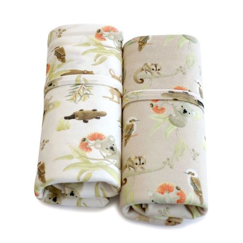 Bubba Blue Aussie Animals Jersey Wrap 2 Pack Oatmeal
