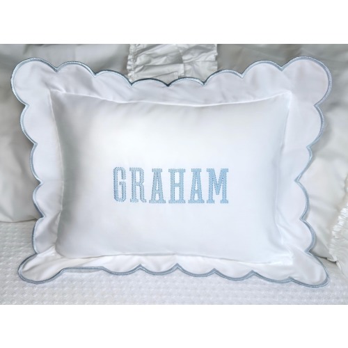 Embroidered Name Pillow, Embroidered Baby Pillow Personalized, Scallop Pillow Sham, Baby Decor Personalized, Monogram Nursery Pillow