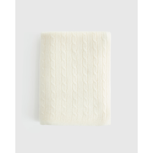 Luxe Cable Knit Cashmere Baby Blanket in Ivory