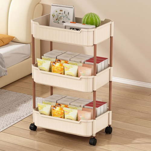 CQCYD under $5 3 Tier Rolling Storage Cart with Wheels, Small Slim Craft Nail Makeup Snack Art Baby Utility Cart Organizer for Bathroom Laundry Room Kitchen Bedside Narrow Spaces