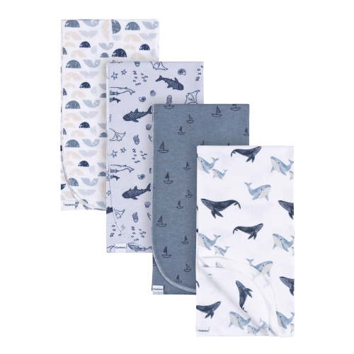 Gerber Baby Boy or Girl Unisex Flannel Blankets, 4-Pack, Coastal Calm