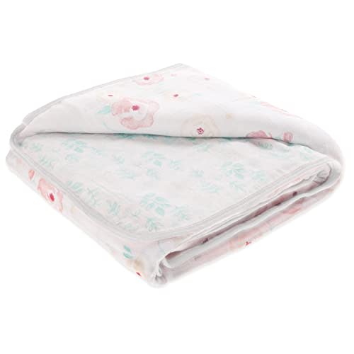 aden + anais Essentials Dream Blanket, Muslin Baby Blankets for Girls & Boys, Ideal Lightweight Newborn Nursery & Crib Blanket, Shower & Registry Gift, Full Bloom - Roses
