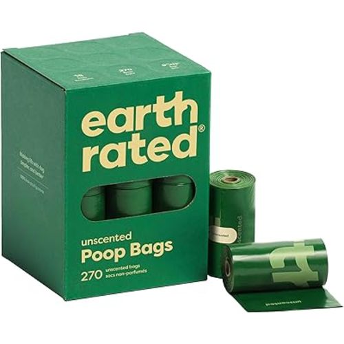 Earth Rated Dog Poop Bags, Guaranteed Leak Proof and Extra Thick Waste Bag Refill Rolls For Dogs, Unscented, 270 Count