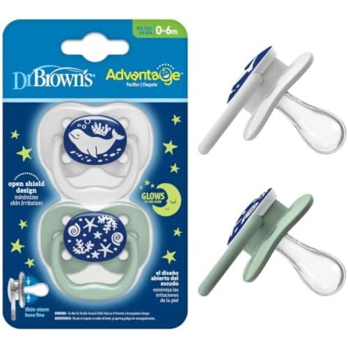 Dr. Brown's Advantage Pacifier, Blue Ocean, 0-6m, 2-Pack