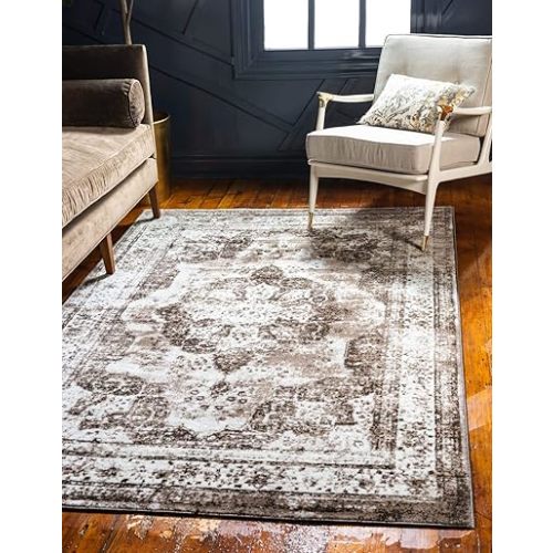 Unique Loom Sofia Collection Area Rug - Salle Garnier (5' 3" x 8' Rectangle, Light Brown/ Brown)