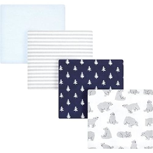 Hudson Baby Unisex Baby Cotton Flannel Receiving Blankets, Bear Poses, One Size