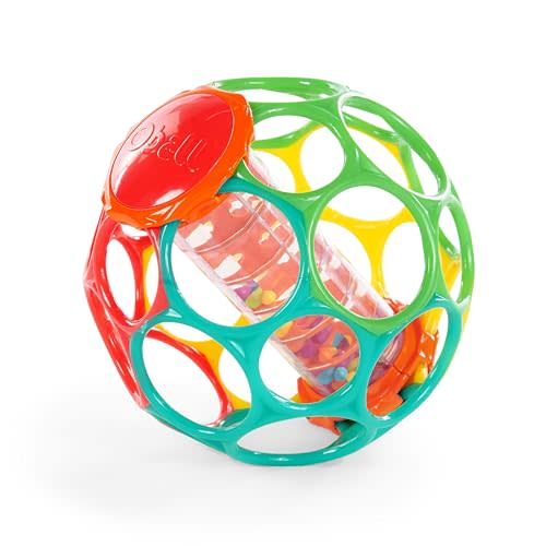Bright Starts Oball Rollin' Rainstick Rattle Easy-Grasp Toy, Ages 3 Months +