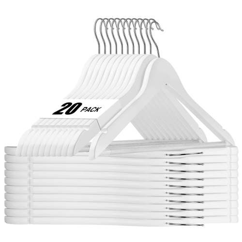 Cozymood Wood Hangers, Clothes Hangers, Wooden Hanger, Coat Hanger, 20 Pack, White