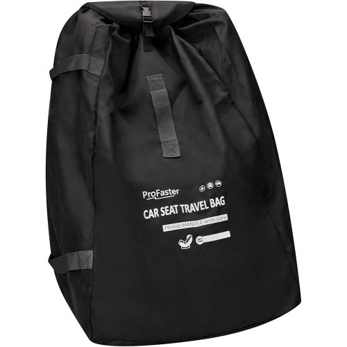 Car Seat Travel Bag Backpack for Air Travel Universal Infant Carseat Gate Check Bag Cover for Airplane, Foldable with Pouch, Gray