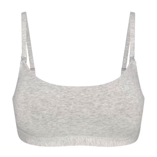 COTTON JERSEY MATERNITY NURSING SCOOP BRALETTE | LIGHT HEATHER GREY | SKIMS