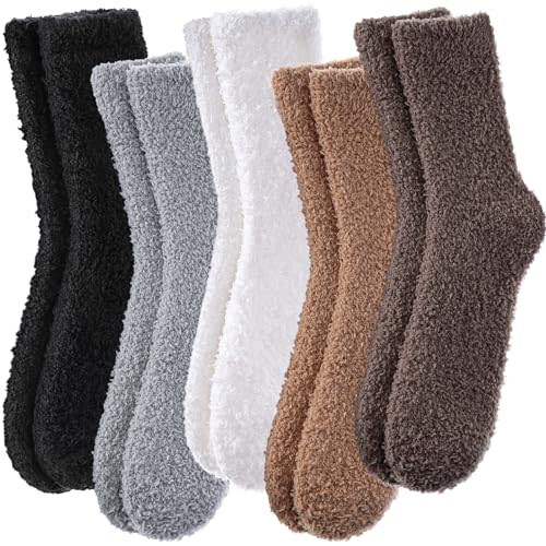 FNOVCO Womens Fuzzy Socks Super Soft Fluffy Winter Warm Cozy Home Sleeping Socks