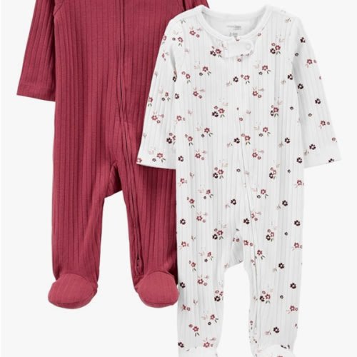 2-pack 2-way Zip Textured Sleep and Play onesies
