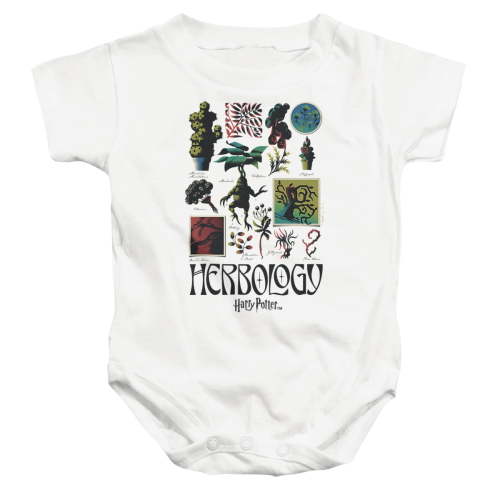 Harry Potter Herbology Textbook Unisex Infant Snap Suit for Baby, White, Large