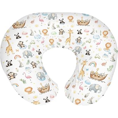Cute Animals Ship Baby Nursing Pillow Covers for Boy Girl Lion Panda Giraffe Flamingo Rainbow Sun Leaves Nursing Pillowcase for Breastfeeding Pillows Soft Stretchy Slipcovers for Newborn Infant