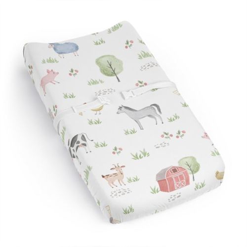 Sweet Jojo Designs Gender Neutral Unisex Changing Pad Sheet Farm Animals Multicolor