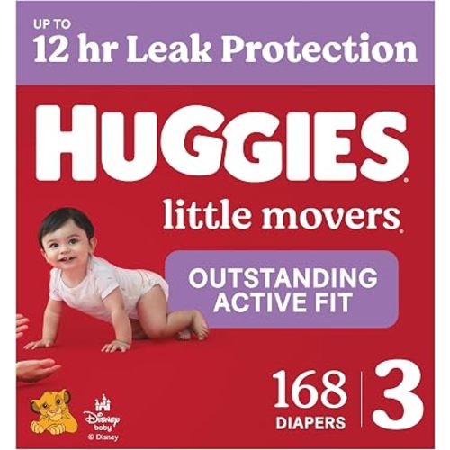Huggies Little Movers Diapers Size 3, 168 Count (6 Packs of 28)