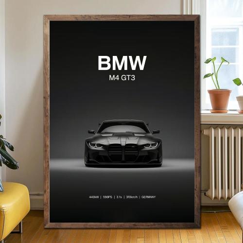 BMW M4 GT3 Front View Poster Unframed, Motorsports Racing Wall Art, 2026 Performance Car Print, Track Day Decor