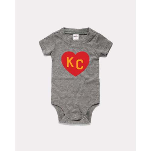 Grey Arrowhead Collection KC Heart Vintage Onesie | CHARLIE HUSTLE
