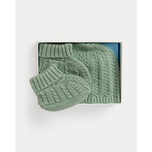 Cable-Knit Cotton Beanie & Bootie