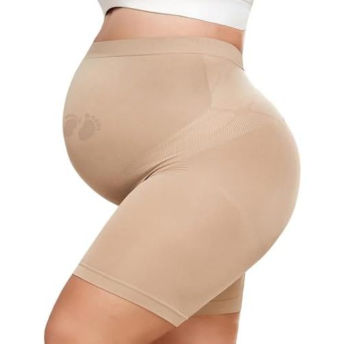 Maternity Shapewear for Under Dresses Over Belly Pregnancy Underwear Mid-Thigh High Waist Shorts Panties for Baby Shower