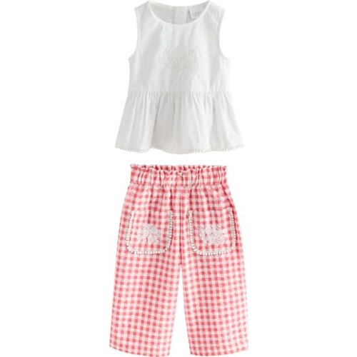 Kids' Embroidered Peplum Tank & Gingham Pants Set, 12-18M