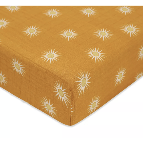 Babyletto Crib Sheet in GOTS Certified Organic Muslin Cotton, Golden Hour
