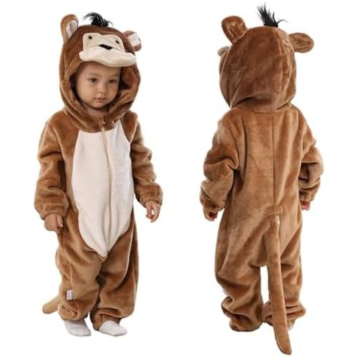 TONWHAR Unisex-Baby Animal Costume for Halloween & Playwear - Cartoon Hooded Romper Jumpsuit for Infants & Toddlers
