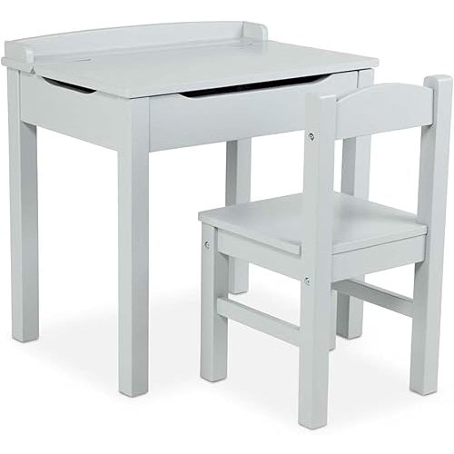 Melissa & Doug Wooden Lift-Top Desk & Chair - Gray , Grey