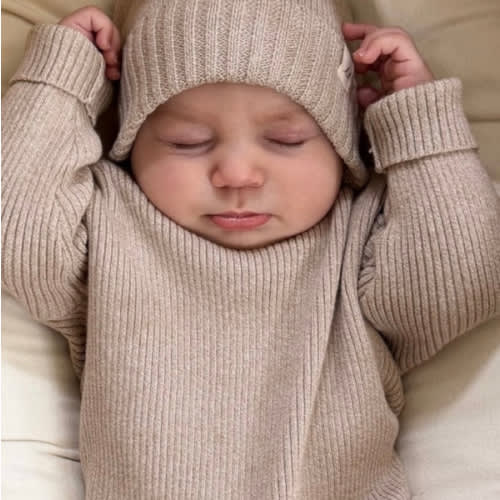 Baby Rib Bodysuit - Heather Beige