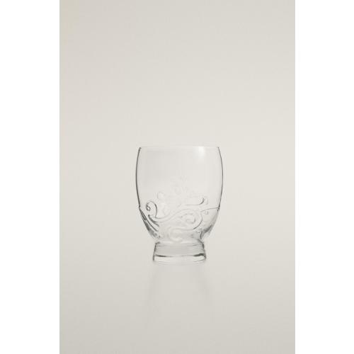 RAISED FLORAL DESIGN GLASS TUMBLER