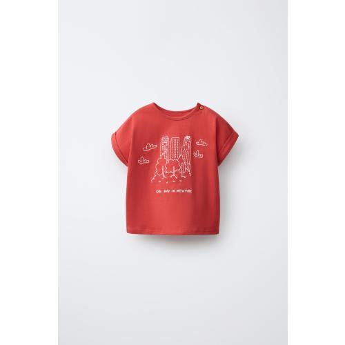 Size 3-6 Months EMBROIDERED CITY T-SHIRT - Red |
