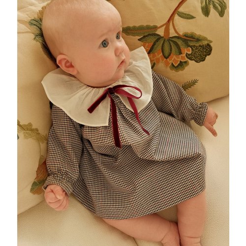 Edgehill Collection x Kristin Ellen Hockman Baby Girls Long Sleeve Houndstooth Louisa Dress