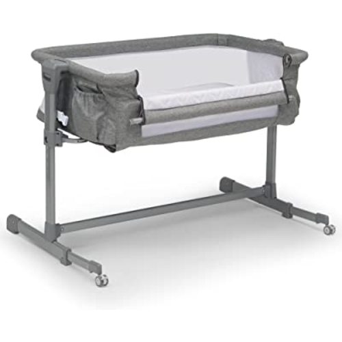 Delta Children Close2Me Bedside Baby Bassinet Sleeper with Breathable Mesh and Adjustable Heights - Lightweight Portable Crib, Grey