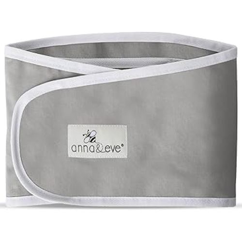 Anna & Eve® Baby Swaddle Strap for Newborns and Infants - 100% Cotton, No Overheating - The Original Arms Only - Adjustable Large Size Swaddle, Fits Chest 16" to 20.5" - Grey
