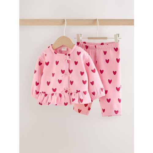 Pink Heart Top & Leggings Set 2 Piece (0mths-2yrs)