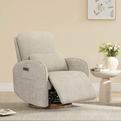 Spruce & Spring Power Swivel Recliner Chair Nursery Glider with Lumbar Pillow