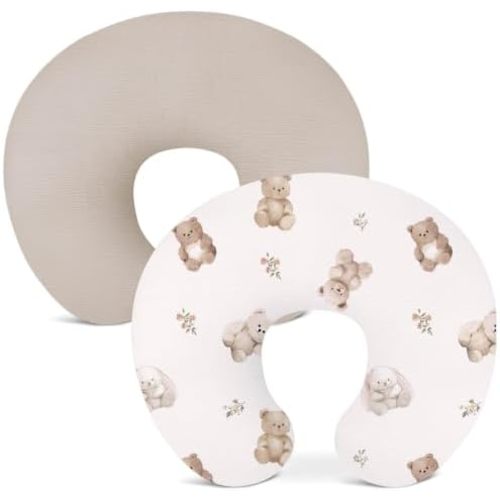 Nursing Pillow Covers 2 Pack, Muslin Breastfeeding Pillow Covers for Baby