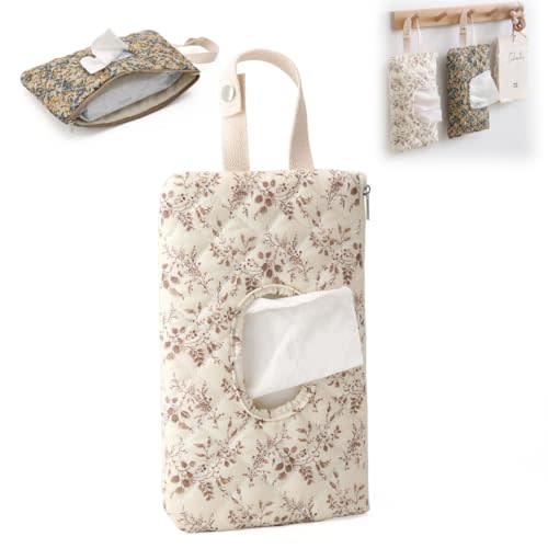 Portable Tissue Pouch‑Refillable Wet Wipes Case with Lanyard, for Home & Travel (Beige)
